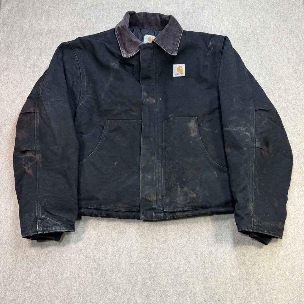 Vintage Carhartt Jacket Mens 52 J02 Arctic Duck Black Distressed 2002 USA Union